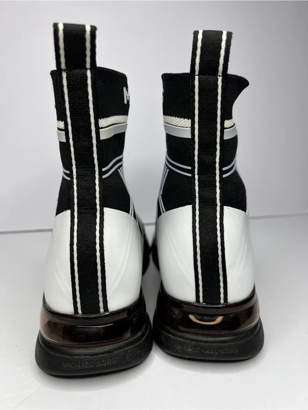Michael Kors Skyler Black Knit Sock Sneaker Wedge Booties No Box